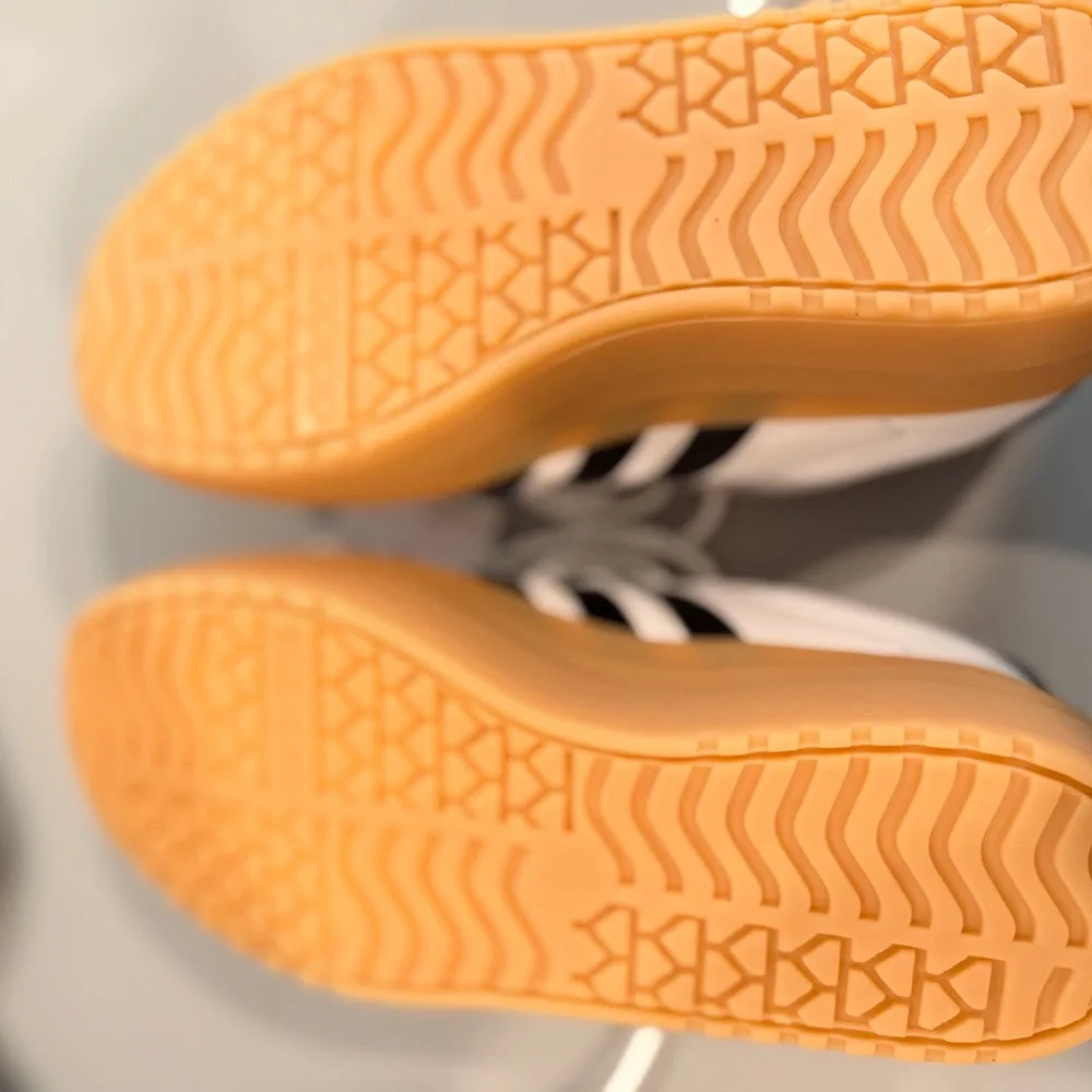 adidas White, Tan & Black Court-Inspired Sneakers - Picture 4 of 4